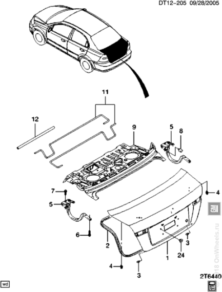 Панель багажника задняя Chevrolet Aveo T250 2005-2011