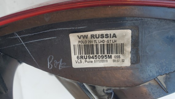 Фонарь задний левый Volkswagen Polo 5 2014⁠–⁠2020