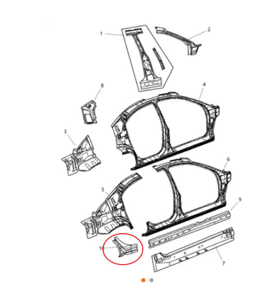 Усилитель порога задний левый Dodge Stratus Sebring 2001–2007