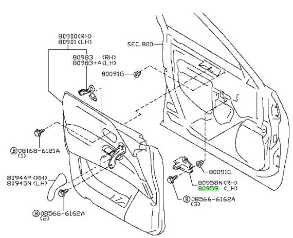 Крепление обшивки двери левое переднее Infiniti QX56 Nissan Patrol Y62 2010-н.в