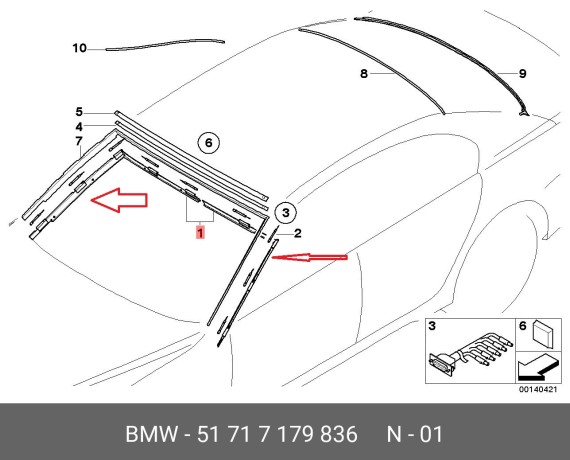Рамка лобового стекла BMW 7 E65 2001-2008