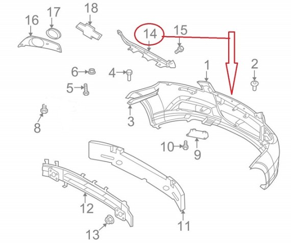 Накладка переднего бампера Chevrolet Aveo T255 2002-2011